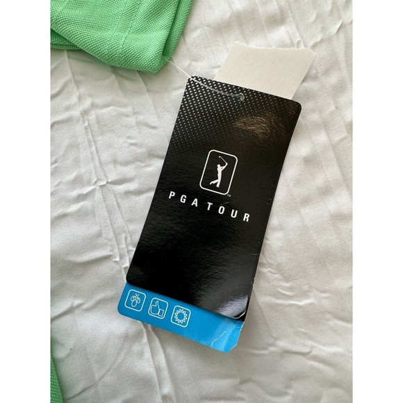 NWT PGA Tour Golf Polo Shirt Men Spring Green Moisture Wicking Stretch Size L - Picture 4 of 10